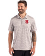 Nebraska Cornhuskers Alumni Cutter & Buck Coastline Recycled Double Peached Camo Print Mens Polo CONCRETE Front