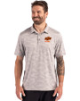 Oklahoma State Cowboys Alumni Cutter & Buck Coastline Recycled Double Peached Camo Print Mens Polo CONCRETE Front