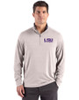 LSU Tigers Alumni Cutter & Buck Forge Recycled Four-Way Stretch Mens Big & Tall Quarter Zip Pullover Polished Heather Front