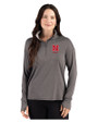 Nebraska Cornhuskers Alumni Cutter & Buck Forge Recycled Four-Way Stretch Womens Quarter Zip Pullover Dark Black Heather Front