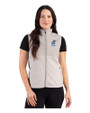 Kansas Jayhawks Alumni Cutter & Buck Hunts Point Recycled Fleece Womens Hybrid Full Zip Vest Polished Medium Gray Front