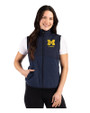 Michigan Wolverines Alumni Cutter & Buck Hunts Point Recycled Fleece Womens Hybrid Full Zip Vest Navy Blue Front