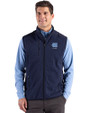 North Carolina Tar Heels Alumni Cutter & Buck Hunts Point Recycled Fleece Mens Hybrid Full Zip Vest Navy Blue Front