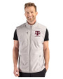 Texas A&M Aggies Alumni Cutter & Buck Hunts Point Recycled Fleece Mens Hybrid Full Zip Vest Polished Medium Gray Front