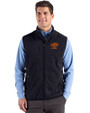 Oklahoma State Cowboys Alumni Cutter & Buck Hunts Point Recycled Fleece Mens Hybrid Full Zip Vest Black Front