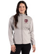 Texas A&M Aggies Alumni Cutter & Buck Hunts Point Recycled Fleece Womens Hybrid Full Zip Jacket Polished Medium Gray Front