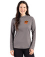 Oklahoma State Cowboys Alumni Cutter & Buck Prospect Recycled  Featherlight Stretch Womens Hooded Pullover Elemental Grey Front