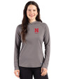 Nebraska Cornhuskers Alumni Cutter & Buck Prospect Recycled  Featherlight Stretch Womens Hooded Pullover Elemental Grey Front