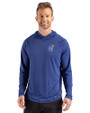 Kansas Jayhawks Alumni Cutter & Buck Prospect Recycled Featherlight Stretch Mens Hooded Pullover Tour Blue Front