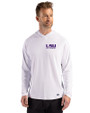 LSU Tigers Alumni Cutter & Buck Prospect Recycled Featherlight Stretch Mens Hooded Pullover White Front