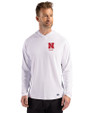Nebraska Cornhuskers Alumni Cutter & Buck Prospect Recycled Featherlight Stretch Mens Hooded Pullover White Front