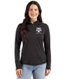 Texas A&M Aggies Alumni Cutter & Buck Prospect Recycled Featherlight Stretch Womens Quarter Zip Black Front