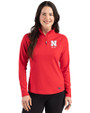 Nebraska Cornhuskers Alumni Cutter & Buck Prospect Recycled Featherlight Stretch Womens Quarter Zip Red Front