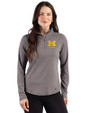 Michigan Wolverines Alumni Cutter & Buck Prospect Recycled Featherlight Stretch Womens Quarter Zip Elemental Grey Front