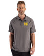 Michigan Wolverines Alumni Cutter & Buck Prospect Recycled Featherlight Stretch Mens Sport Polo Elemental Grey Front
