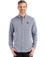  Cutter & Buck Skyline Recycled Gingham Mens Big & Tall Long Sleeve Button Down  Dress Shirt Navy Blue/White Front