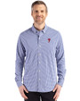  Cutter & Buck Skyline Recycled Gingham Mens Long Sleeve Button Down  Dress Shirt Tour Blue/White Front