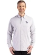  Cutter & Buck Skyline Recycled Gingham Mens Long Sleeve Button Down  Dress Shirt Concrete/White Front