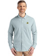  Cutter & Buck Skyline Recycled Pinstripe Mens Big & Tall Long Sleeve Button Down  Dress Shirt Hunter/White Front