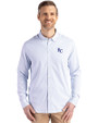  Cutter & Buck Skyline Recycled Pinstripe Mens Long Sleeve Button Down  Dress Shirt Pale Blue/White Front