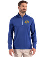 Los Angeles Rams- Cutter & Buck Coastline Recycled Double Peached Mens Quarter Zip Pullover Tour Blue Front