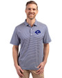 Los Angeles Rams- Cutter & Buck Forge Recycled Double Stripe Four-Way Stretch Mens Big & Tall Polo Tour Blue/White Front