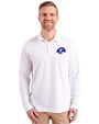 Los Angeles Rams- Cutter & Buck Advantage Recycled Cotton-Blend Pique Mens Long Sleeve Polo White Front