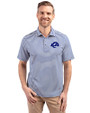 Los Angeles Rams- Cutter & Buck Virtue Recycled Stripe Featherlight Pique Mens Polo Tour Blue Front