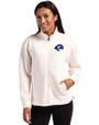 Los Angeles Rams- Cutter & Buck Roam Recycled Buttery-Soft Knit Womens Full Zip Jacket Shell Front