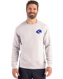Los Angeles Rams- Cutter & Buck Roam Recycled Buttery-Soft Knit Mens Crew Neck Pullover Solitaire Front