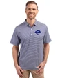 Los Angeles Rams- Cutter & Buck Forge Recycled Double Stripe Four-Way Stretch Mens Polo Tour Blue/White Front
