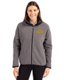 Los Angeles Rams- Cutter & Buck Cascade Epic Comfort Recycled Sherpa Fleece Womens Full Zip Jacket Elemental Grey/Black Front