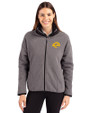 Los Angeles Rams- Cutter & Buck Cascade Epic Comfort Recycled Sherpa Fleece Womens Full Zip Jacket Elemental Grey/Black Front