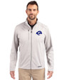 Los Angeles Rams- Cutter & Buck Evoke Recycled HoneycombFleece Mens Full Zip Jacket CONCRETE Front