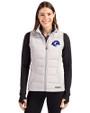 Los Angeles Rams- Cutter & Buck Evoke Recycled HoneycombFleece Womens Hybrid Full Zip Vest CONCRETE Front
