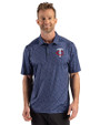 Minnesota Twins Cutter & Buck Pike Recycled Fern Print Mens Big & Tall Polo Navy Blue Front