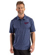 Minnesota Twins Cooperstown Cutter & Buck Pike Recycled Fern Print Mens Big & Tall Polo Navy Blue Front