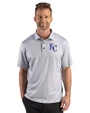 Kansas City Royals Cutter & Buck Pike Recycled Lattice Print Mens Big & Tall Polo Elemental Grey Front
