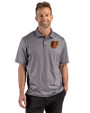 Baltimore Orioles Cutter & Buck Pike Recycled Lattice Print Mens Big & Tall Polo Black Front