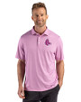 Boston Red Sox Mono Cutter & Buck Pike Recycled Lattice Print Mens Polo Gelato Fuchsia Front