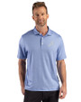 Atlanta Braves Cutter & Buck Pike Recycled Lattice Print Mens Polo Tour Blue Front