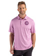 Chicago Cubs Mono Cutter & Buck Pike Recycled Lattice Print Mens Polo Gelato Fuchsia Front