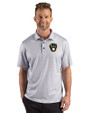 Milwaukee Brewers Cutter & Buck Pike Recycled Lattice Print Mens Polo Elemental Grey Front