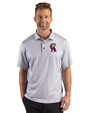 Los Angeles Angels Cooperstown Cutter & Buck Pike Recycled Lattice Print Mens Polo Elemental Grey Front