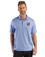 Chicago Cubs Cutter & Buck Pike Recycled Lattice Print Mens Polo Tour Blue Front