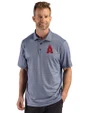 Los Angeles Angels City Connect Cutter & Buck Pike Recycled Lattice Print Mens Polo Navy Blue Front