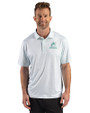 Miami Marlins Mono Cutter & Buck Pike Recycled Fern Print Mens Polo Fresh Mint Front