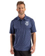 Minnesota Twins Mono Cutter & Buck Pike Recycled Fern Print Mens Polo Navy Blue Front
