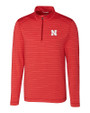 Nebraska Cornhuskers Cutter & Buck Holman Stripe Half Zip Cardinal Red Heather Mannequin