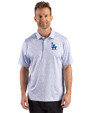 Los Angeles Dodgers Cutter & Buck Pike Recycled Fern Print Mens Polo Chelan Blue Front